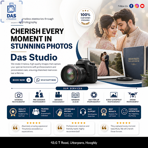 Das Studio in Hooghly specializes in stunning wedding videography, capturing your special moments…