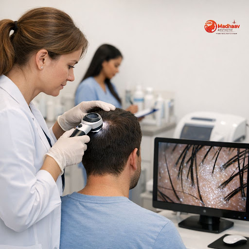 Healthy hair starts with a healthy scalp. At Madhaav Aaesthetic and Cure vibe clinics- main in Vi… post image