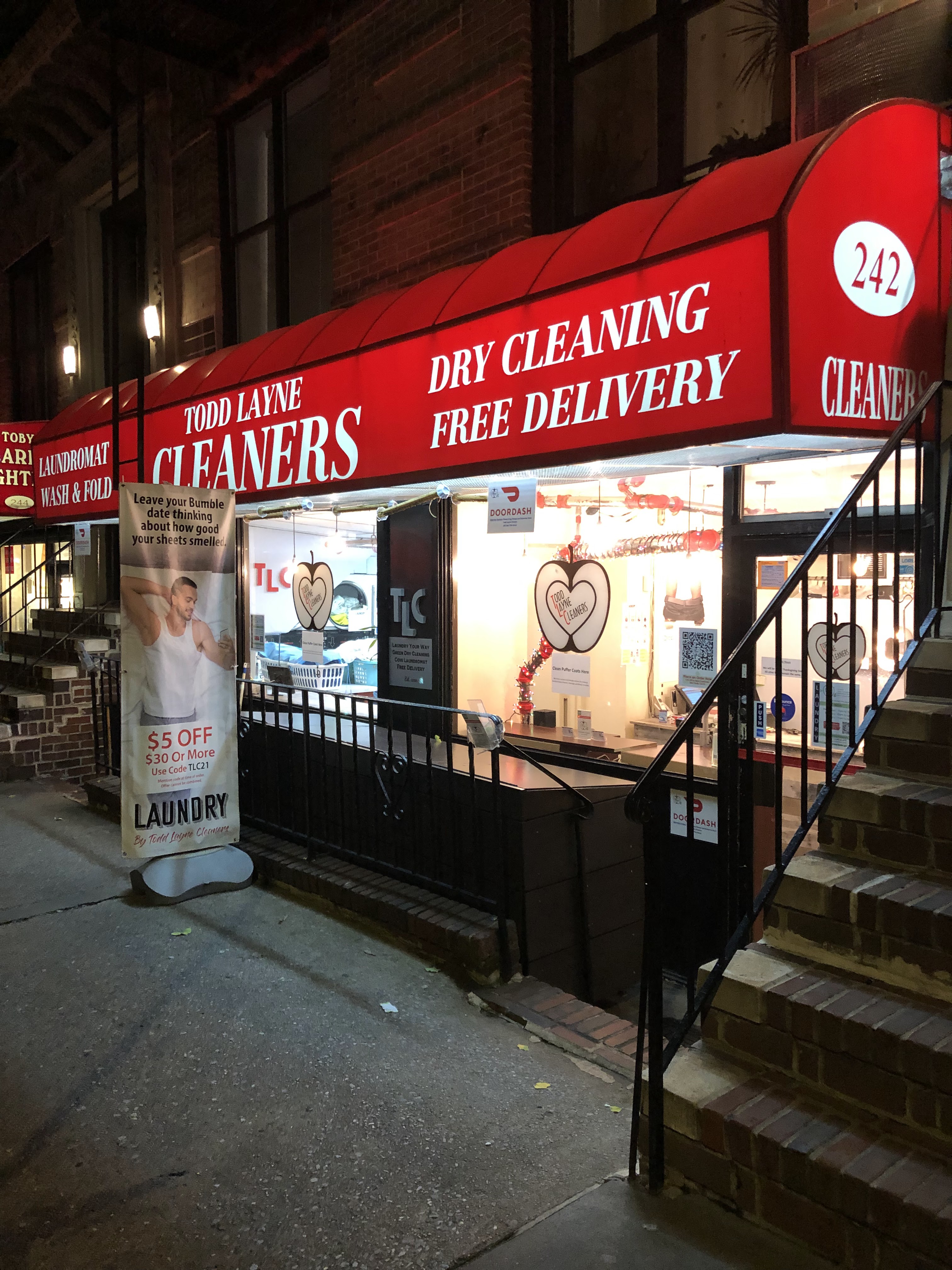 Todd Layne Cleaners and Laundromat facility with washing machines in New York