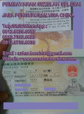 VISA HANDLING SERVICES BUREAU OF CHINA, Author: CV.AZHAR BERSINAR