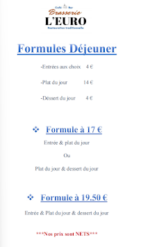 Menu Brasserie L'Euro Page 2