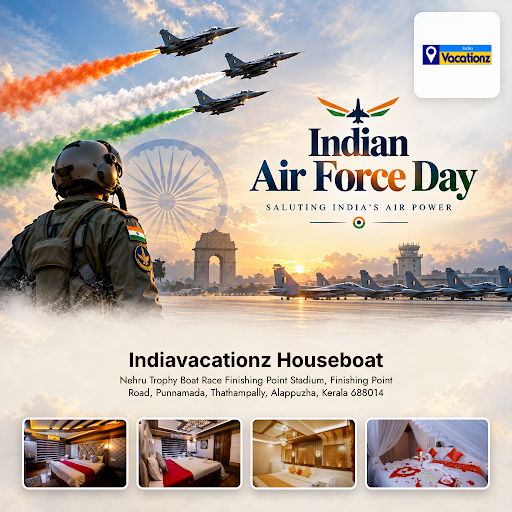 Celebrate Indian Air Force Day with a serene Kerala backwater experience. Indiavacationz Houseboa… post image