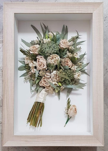 Framed wedding flowers