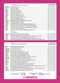 Menu La Pizzaïère Page 1