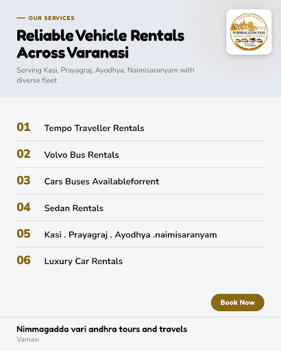 Nimmagadda Vari Andhra Tours and Travels in Varanasi offers reliable tempo and Volvo bus rentals,… post image