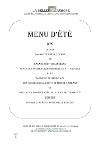Menu Auberge la belle Aurore Page 3