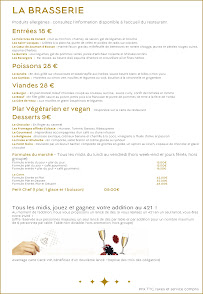 Menu Restaurant La Brasserie Page 1