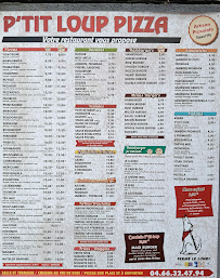 Menu P'tit Loup Pizza Marvejols Page 1