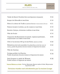 Menu L’annexe Page 2