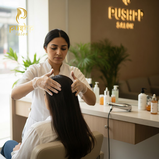 Struggling with hair fall, thinning hair or slow growth? At Pushp Salon in Rajkot, our advanced s…