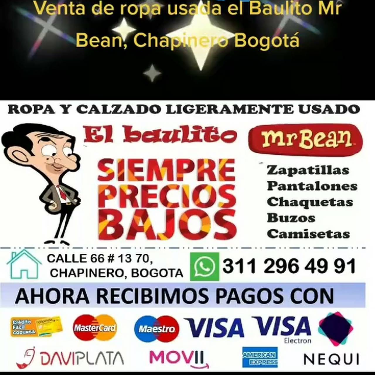 Venta y compra de Ropa usada el Baulito Mr Bean been, ropa de segunda - Tienda De Ropa y calzado rápidamente usado, en excelente estado y a un excelente precio, venta