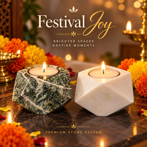 Greena and white marble handmade candle holder deepam set . Create your home more decoration from… post image