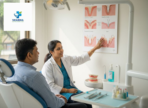 Bleeding gums, bad breath or loose teeth can be early signs of gum disease. At Vasudha Hospital a… post image