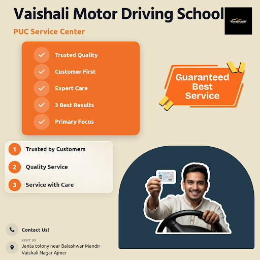 Vaishali Motor Driving School offers expert driving lessons, PUC services, vehicle insurance, and… post image
