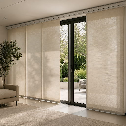 Transform your large windows and sliding doors with stylish panel track blinds from National Furn… post image