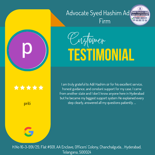 "Priti, a satisfied client from Hyderabad, shares her exceptional experience with Advocate Syed H…