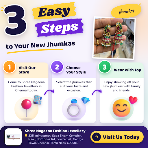 Discover a wide range of jhumkas at Shree Nageena Fashion Jewellery in Sowcarpet, Chennai. Explor… post image