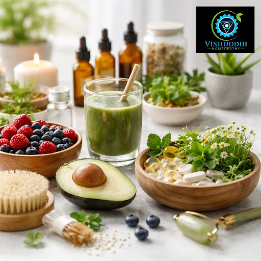 Healthy, glowing skin starts from within. At Homeopathic Clinic Vishuddhi in Bakhtawar Pur Villag… post image