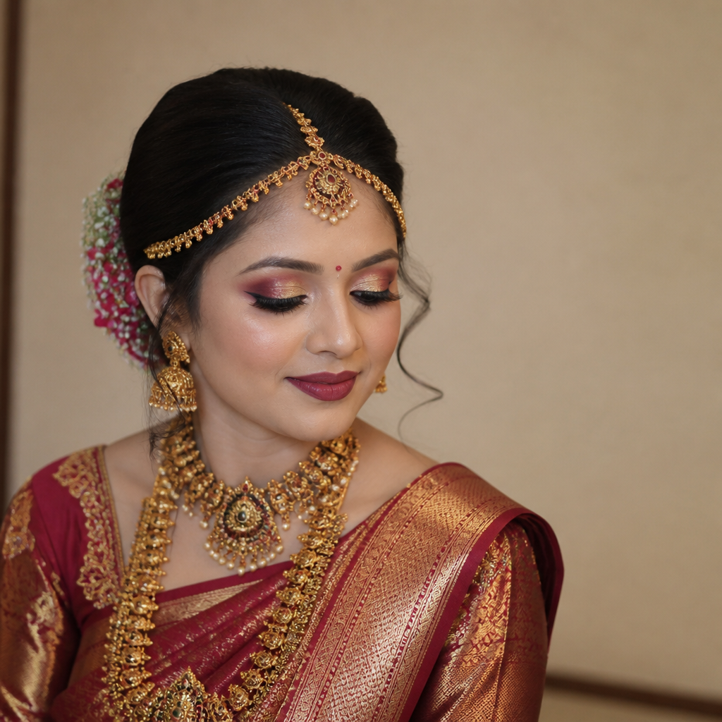 South Indian Bridal Makeup With Modern Alwar Touches