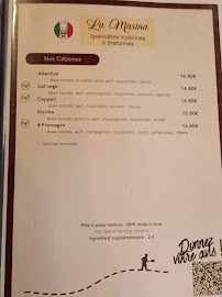 Menu La Marina /Pizzéria Marina Calzonaria (Cuisine Familiale et Artisanale) Page 5