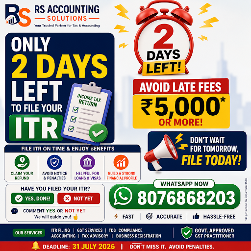 🚨 ⏰ ONLY 2 DAYS LEFT TO FILE YOUR ITR! post image