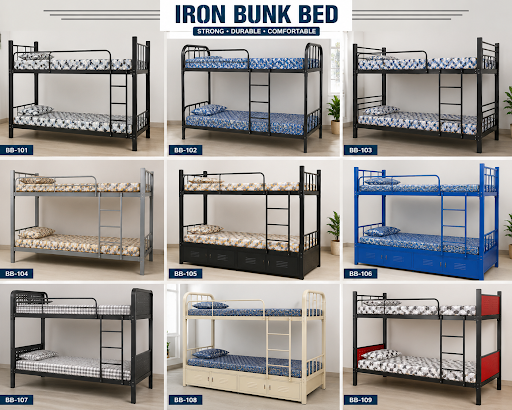 Iron bunk bed with plywood black color powder coating 12 mm plywood post image