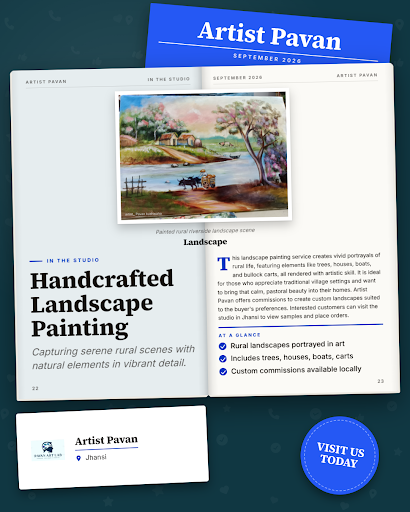 Discover handcrafted landscape paintings at Artist Pavan in Jhansi, expertly created with fabric… post image