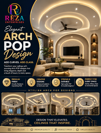 Enhance your interiors with elegant Arch POP Design services by Reza Enterprises. We create beaut…