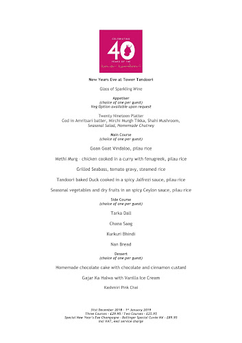 Tower Tandoori Restaurant Open Times