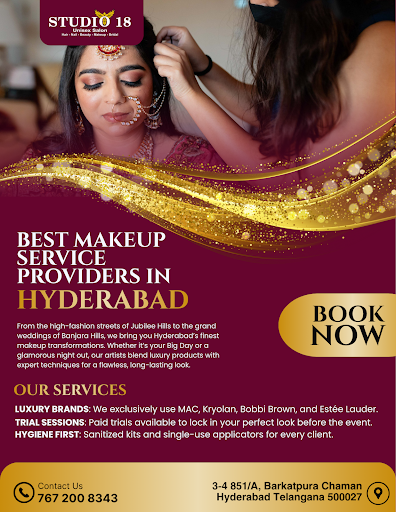 💄✨ Best Makeup Service Providers in Hyderabad – Studio 18 Unisex Salon ✨💄 post image