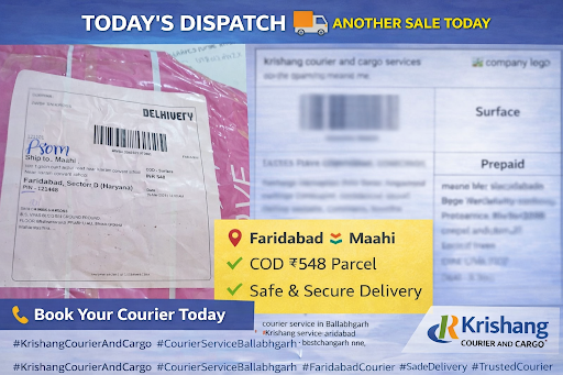 Aaj Krishang Courier and Cargo par ek aur successful shipment book kiya gaya hai 💯