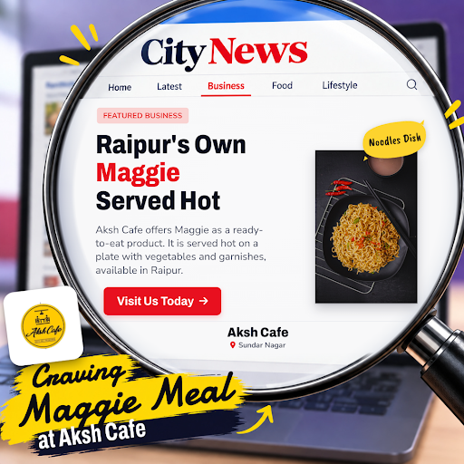 Aksh Cafe in Raipur serves hot, ready-to-eat Maggie topped with fresh vegetables and garnishes. E… post image