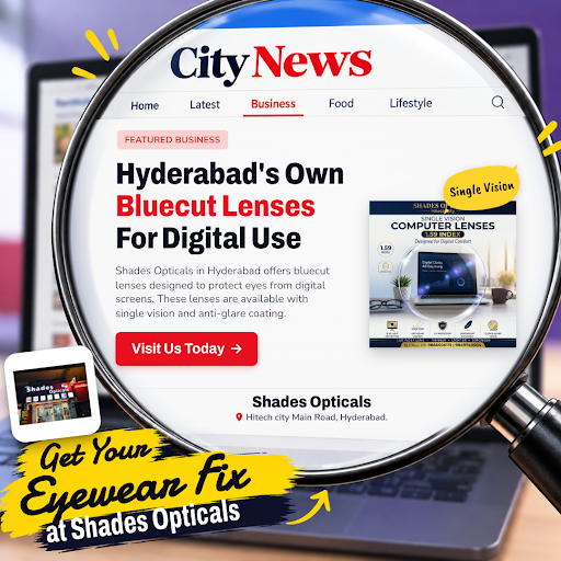 Shades Opticals in Hyderabad offers bluecut lenses with single vision and anti-glare coating to r… post image
