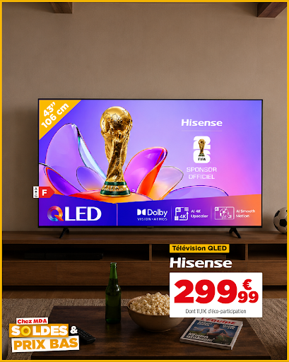 C'est parti pour un mois exceptionnel de soldes chez MDA ! Profitez de prix incroyablement bas sur une large sélection d'appareils électroménagers et d'électronique. C’est le moment idéal pour équiper votre maison sans vous ruiner ! Ne manquez pas ces offres exclusives : faites-vous plaisir et réalisez de belles économies. Rendez-nous vite visite en magasin pour découvrir toutes nos promotions. Bonnes affaires garanties chez MDA !

#soldes #mda #biguglia #faure #hisense #tv