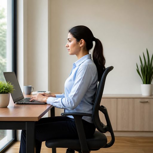 Spending long hours at a desk can cause neck pain, backache, headaches and fatigue. At PhysioMant… post image