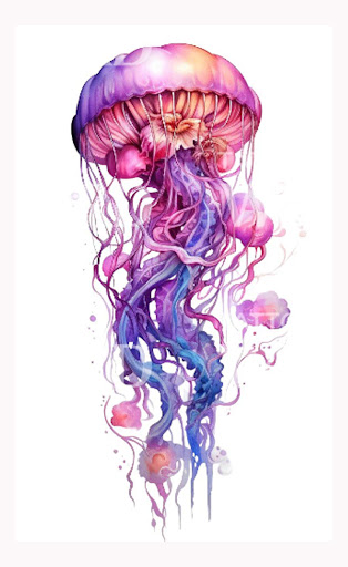 Delicate tentacles flow downward in thin, elegant lines — some inked in fine black strokes, other… post image