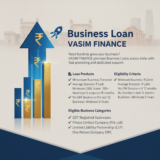 Grow your business with ease, with VASIM FINANCE's Business Loans! Get instant approval up to ₹50…