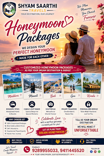 Book the Best Honeymoon Tour Package with Shyam Saarthi Travels and begin your new journey with u… post image