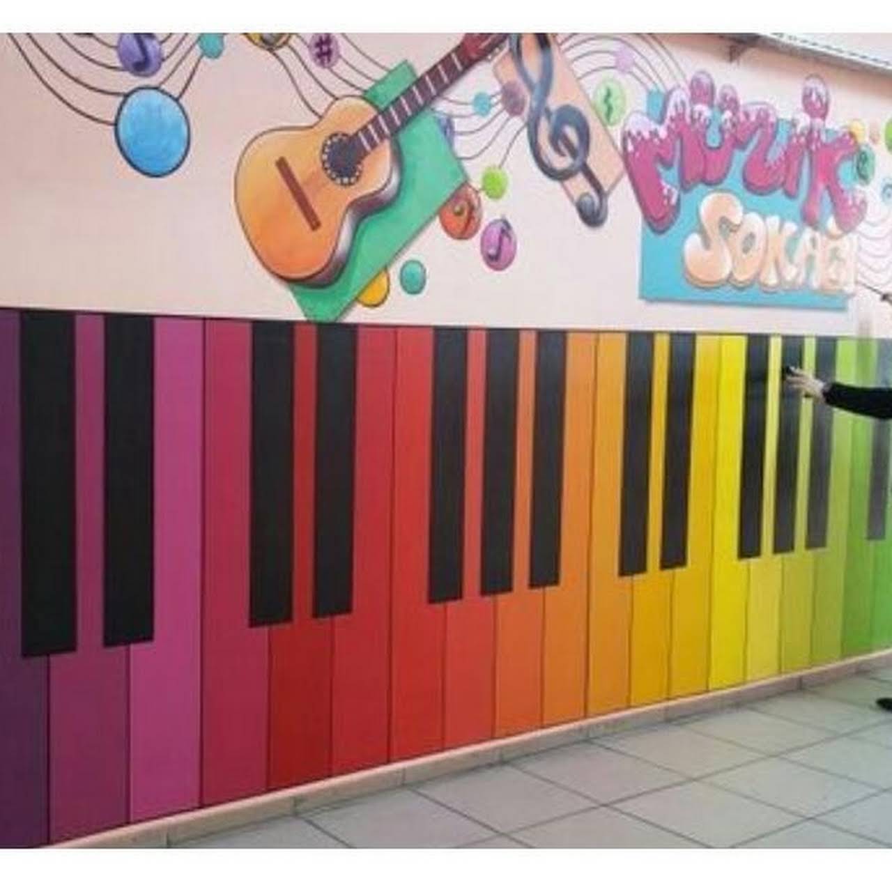 роспись стен в школе. стены в музыкальной школе. электрогитара трафарет на стену. стены в музыкальной школе. роспись стен в музыкальной школе.