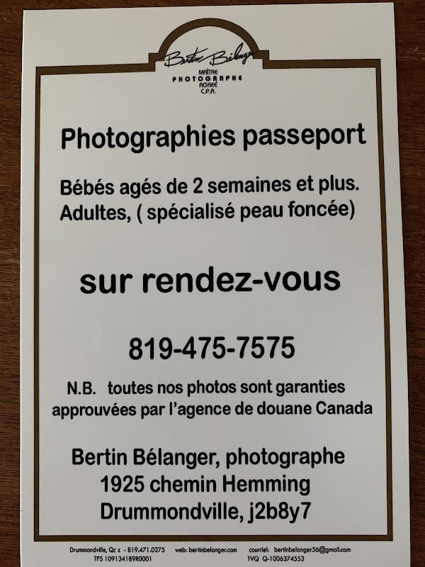 Photo passeport Bertin Bélanger, photographe