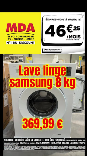 Besoin d’une nouvelle machine à laver sans vous ruiner ? Chez MDA, profitez d’offres exclusives sur le lave-linge Samsung 8 kg ! Fiable, spacieux et moderne, il facilite votre quotidien à petit prix. Possibilité de paiement en plusieurs fois, sans frais, à partir de 46,25€/mois. Passez en magasin ou visitez notre site pour découvrir toutes nos bonnes affaires et équipez-vous malin !

#mda #biguglia #samsung #sansfrais
