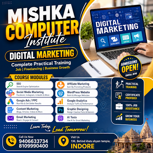 Mishka Computer Institute, Indore is a professional computer training institute offering Basic to… post image