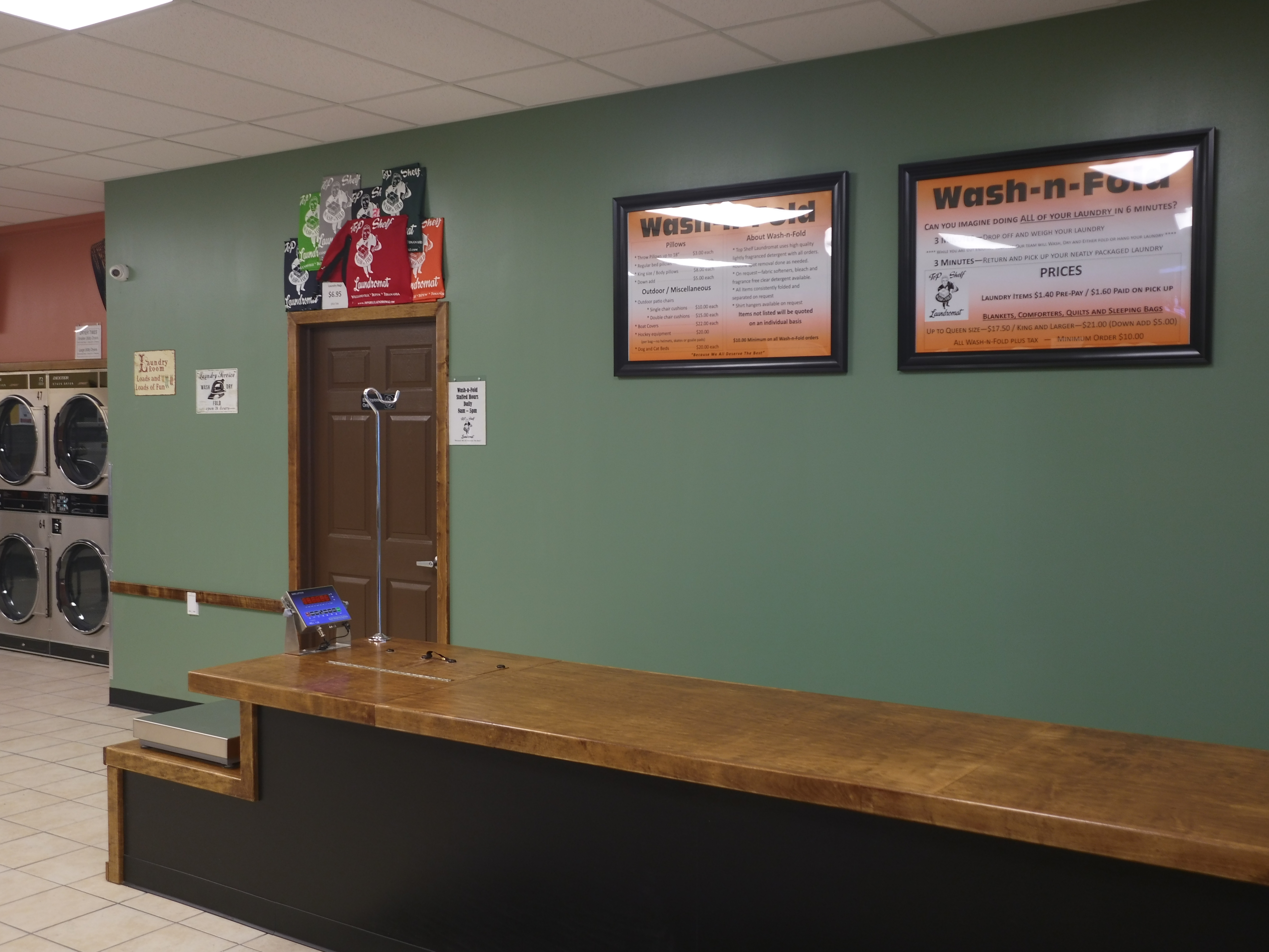 Top Shelf Laundromat and Wash-n-Fold laundromat interior in Tonawanda, NY