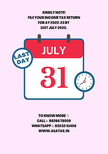 Don't forget to file ITR for AY 22-23. File at www.asatax.in by 31/07/22 to avoid consequences. -…