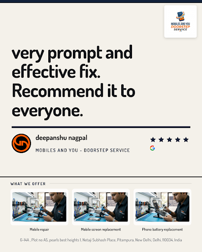 Deepanshu Nagpal gave a perfect 5-star review for Mobiles And You - Doorstep Service in India, pr… post image