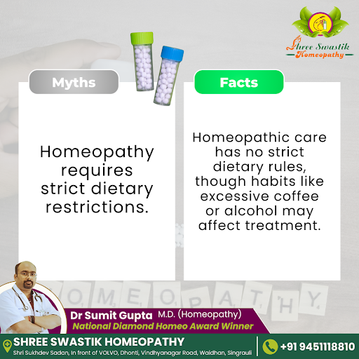 Myth: Homeopathy requires strict dietary restrictions. post image