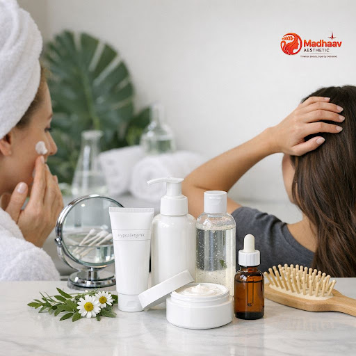 Struggling with redness, itching or recurring rashes on your skin or scalp? At Madhaav Aaesthetic… post image