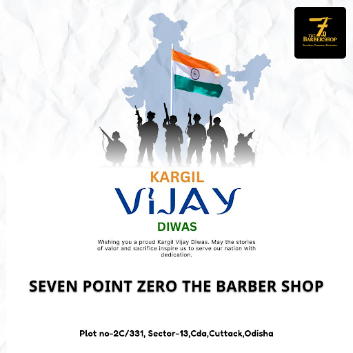Celebrate Kargil Vijay Diwas with gratitude and respect at SEVEN POINT ZERO THE BARBER SHOP, the…