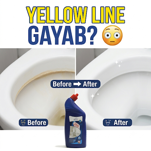 Toilet Rim Ke Yellow Stains Kaise Saaf Kare? 😳 | Bathroom Stain Test #04 post image