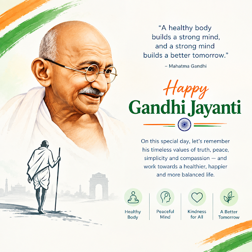 On this Gandhi Jayanti, Nirogyam Pain and Physiotherapy Clinic remembers Mahatma Gandhi and his t… post image